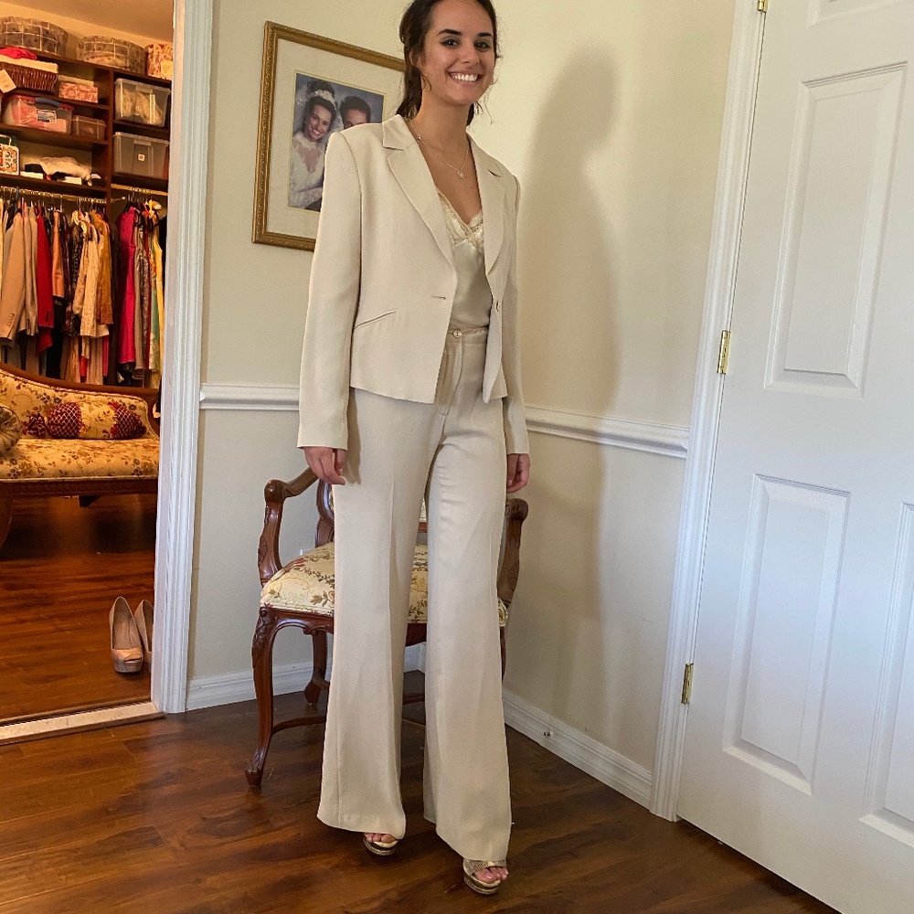 Beige Silk Pant Suit